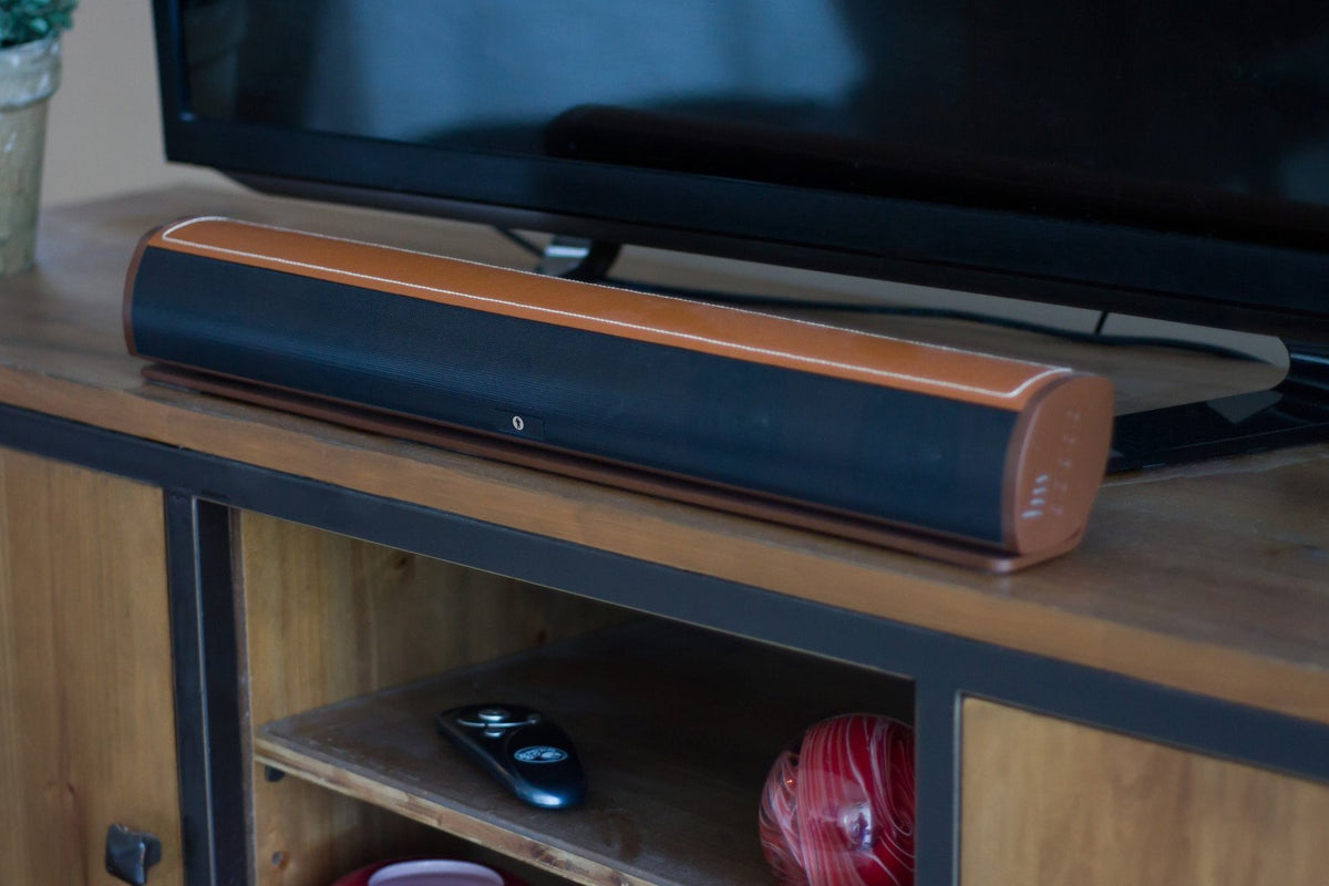 Bluetooth television soundbar low cost optical cord RCA, FRESHeBAR - Leather Sound Bar, Dark Brown, tv soundbar, tv sound bar, television sound bar, television soundbar, soundbar, sound bar, leather soundbar, leather sound bar, soundbar