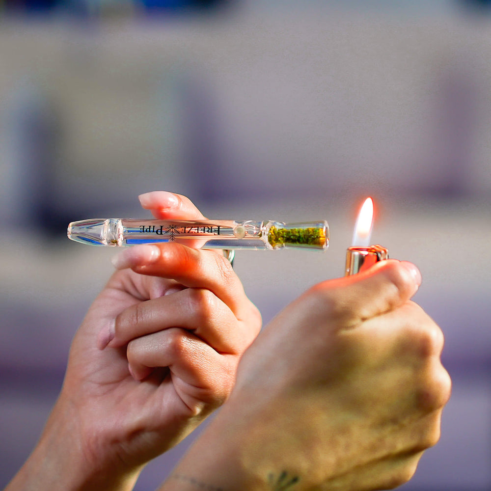 Lighting a One Hitter Pro held in one hand